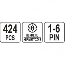 YATO Set 424 conectori electrici 1-6 PIN..